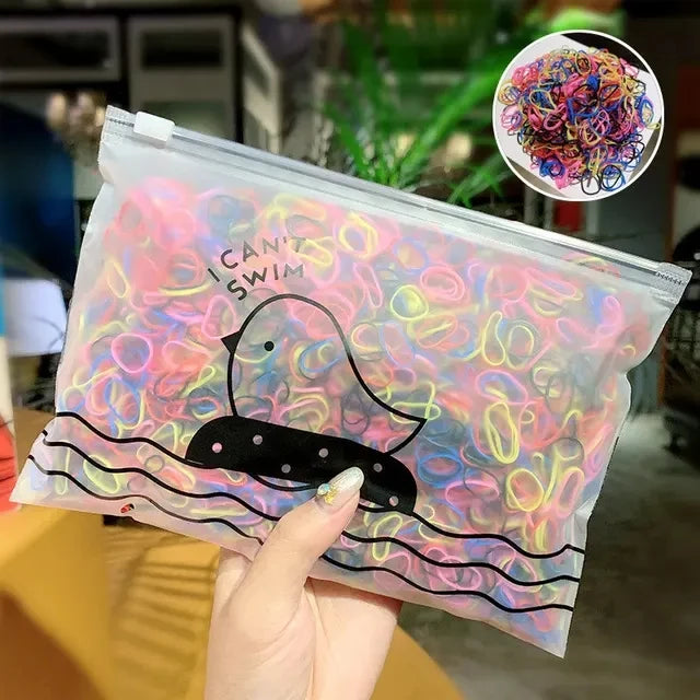 1000 teile/paket Mädchen Bunte Kleine Einweg Gummibänder Gum Für Pferdeschwanz Halten Scrunchie Haar Bands Mode Haar Zubehör