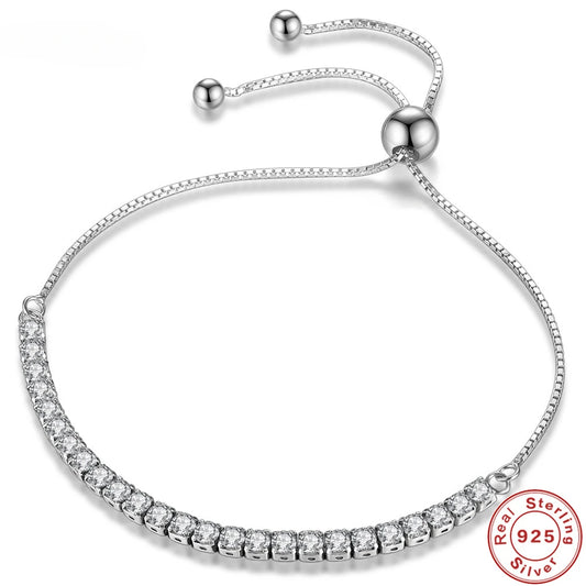 Armband aus 925er-Sterlingsilber, Liebe, eleganter Zirkon, Tennis-Kristallkette für Damen