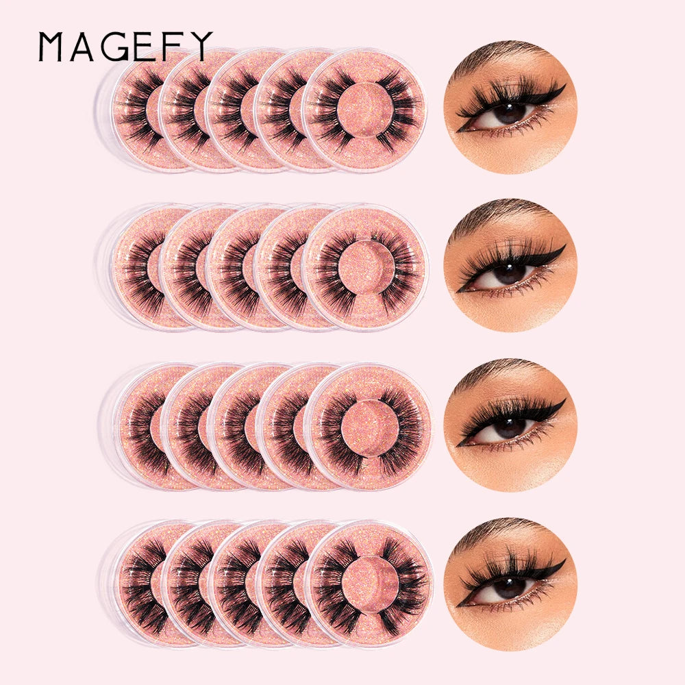 20 Paar falsche Wimpern gemischten Stil Curling flauschigen wieder verwendbaren tragbaren individuellen Verpackung