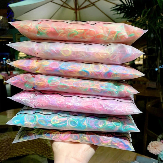 1000 teile/paket Mädchen Bunte Kleine Einweg Gummibänder Gum Für Pferdeschwanz Halten Scrunchie Haar Bands Mode Haar Zubehör