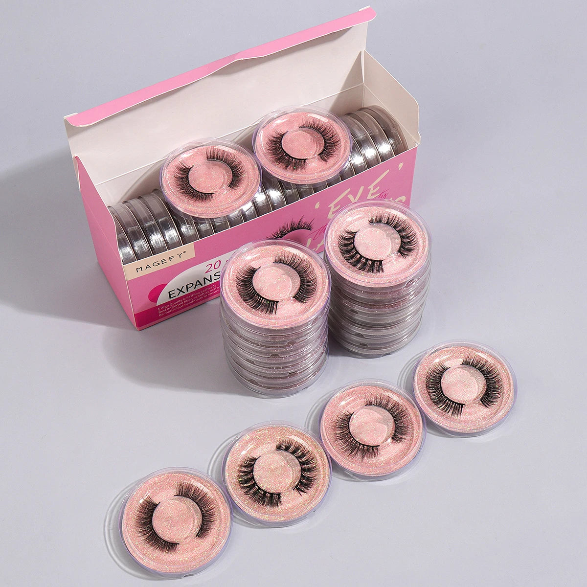 20 Paar falsche Wimpern gemischten Stil Curling flauschigen wieder verwendbaren tragbaren individuellen Verpackung