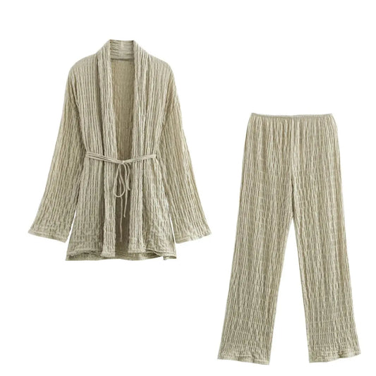 2025 neue Damen bekleidung modisches Temperament locker und abnehmen mit Gürtel Textur Kimono-Stil Oberbekleidung Trend