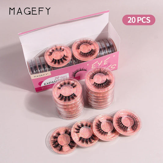 20 Paar falsche Wimpern gemischten Stil Curling flauschigen wieder verwendbaren tragbaren individuellen Verpackung
