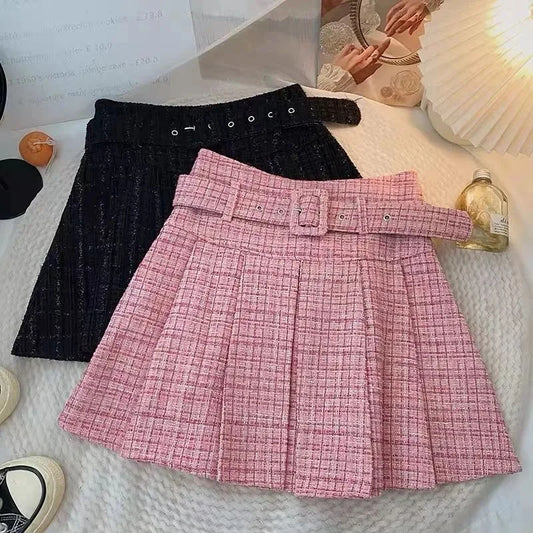 2025, Sommer Neue Mode Rosa Plaid Rock Frauen Y2K Straße Kleid Vintage Freizeit Koreanische Dünne Joker Anti-exposition Rock