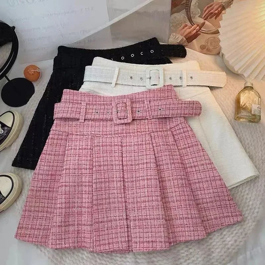 2025, Sommer Neue Mode Rosa Plaid Rock Frauen Y2K Straße Kleid Vintage Freizeit Koreanische Dünne Joker Anti-exposition Rock