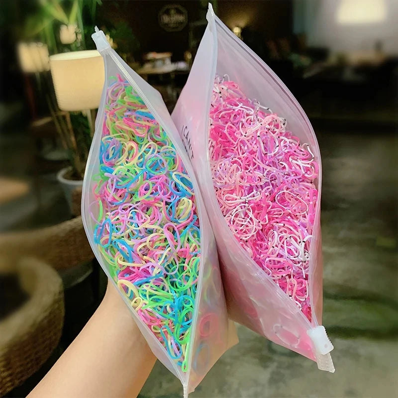 1000 teile/paket Mädchen Bunte Kleine Einweg Gummibänder Gum Für Pferdeschwanz Halten Scrunchie Haar Bands Mode Haar Zubehör